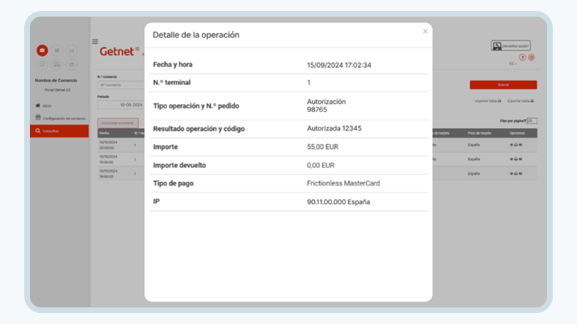 imagen con consulta detalle de una operacion